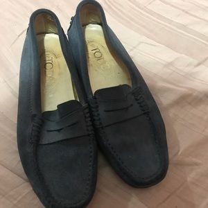 Tods Navy Blue Slip on Penny Driver Loafers